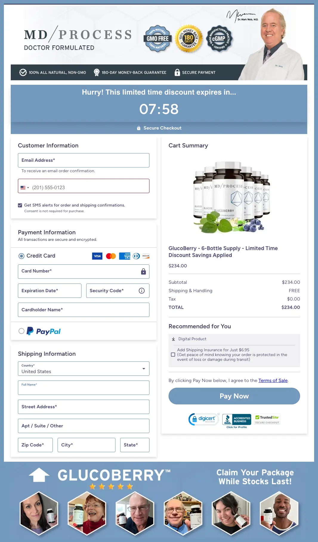 GlucoBerry Official Website Secure Order Page